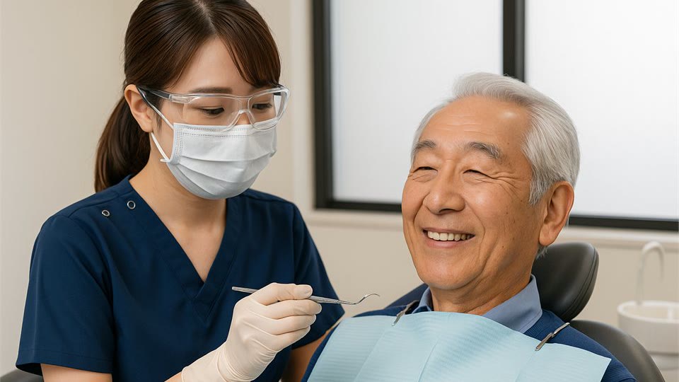 歯科衛生士がメンテナンスで歯をきれいにしているところ